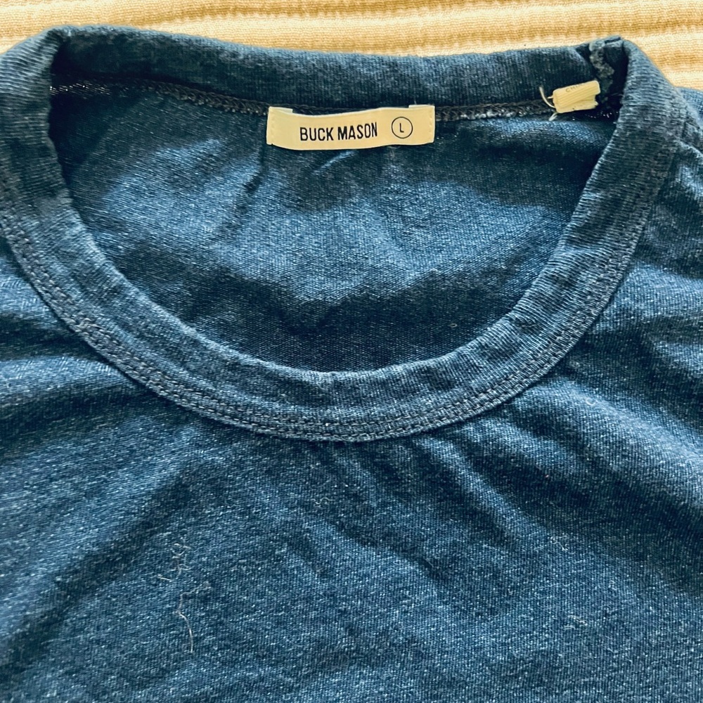 Buck Mason unworn long sleeve indigo blue shirt size large